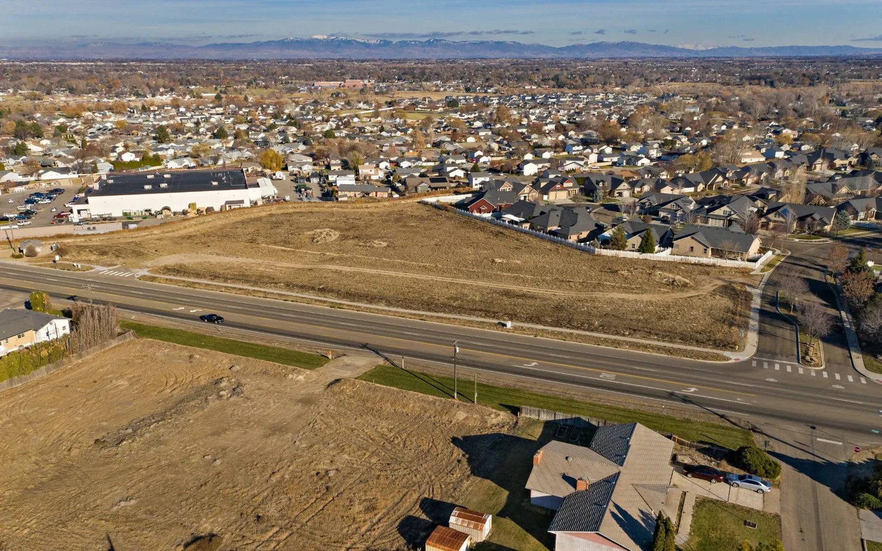 Aerial view of Nampa neighborhoods and new development