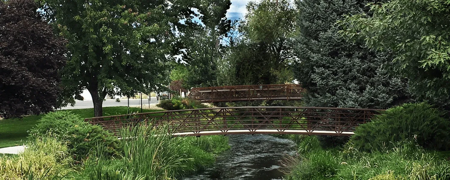 Footbridge over a creek in Middleton, Idaho